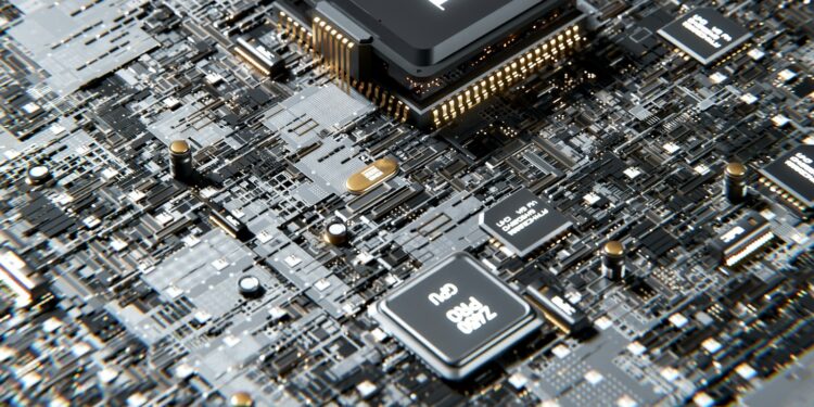 Representação de processadores e chips, imagem ilustrativa para matéria sobre a valorização da AMD