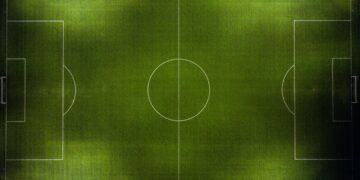 Campo de futebol visto de cima, imagem ilustrativa para matéria sobre o Brasileirão Feminino