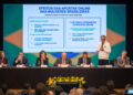 Autoridades durante apresentação de dados e medidas relacionadas às apostas online no Brasil