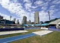Pista de atletismo do Estádio Ícaro de Castro Mello preparada para competição paralímpica